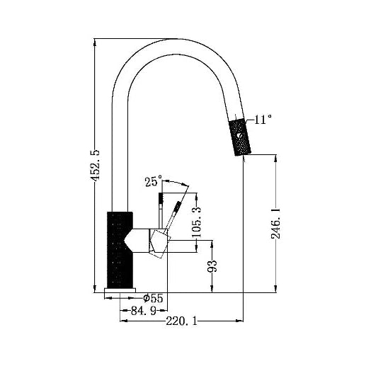 Nero Opal Pull Out Sink Mixer Brushed Nickel