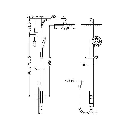 Nero Astra Rain Round Shower Set Double Hose Chrome