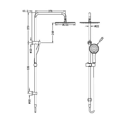 Nero Dolce/Mecca Shower Set Shower Head Brushed Nickel 250mm