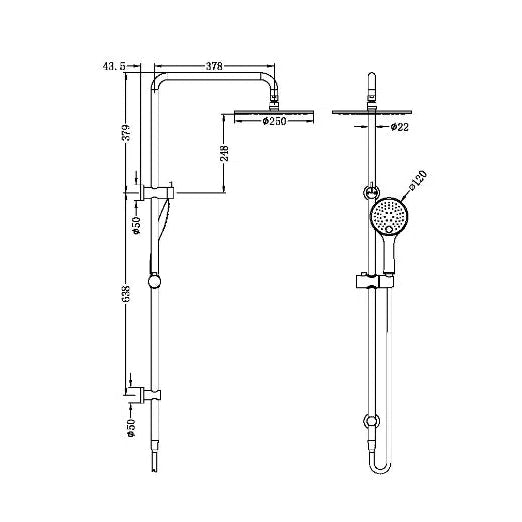 Nero Dolce/Mecca Shower Set Shower Head Chrome 250mm