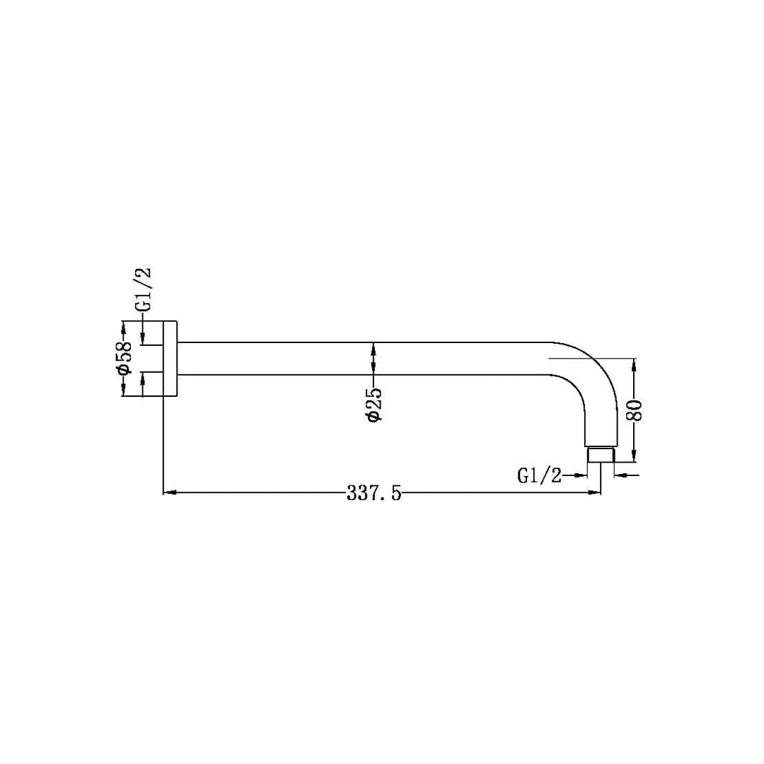 Nero Round Shower Arm L Shape Brushed Nickel