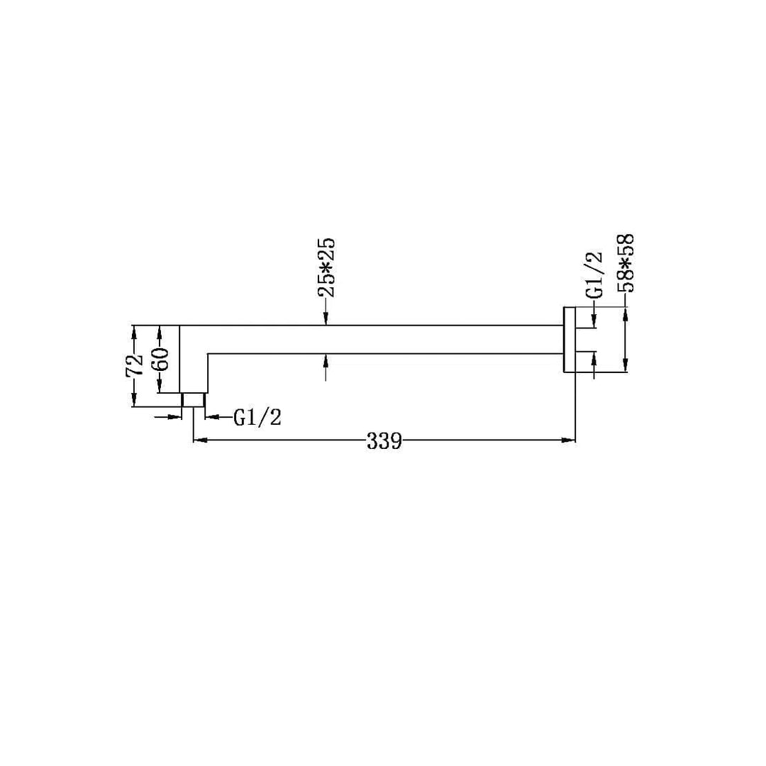 Nero Square Shower Arm L Shape Brushed Nickel