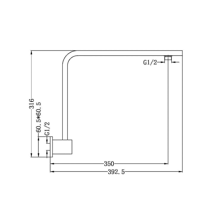 Nero Square Swivel Shower Arm Brushed Nickel