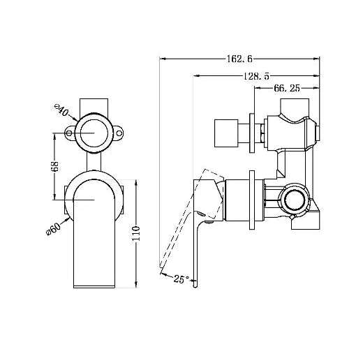 Nero Bianca Shower Mixer with Diverter Separate Plate Chrome