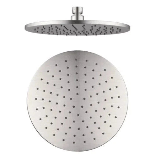 Nero Round Shower Head Brushed Nickel 250mm