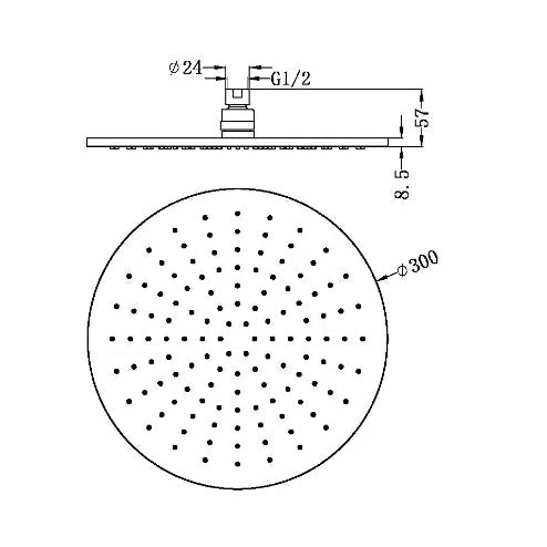 Nero Round Shower Head Matte Black 300mm