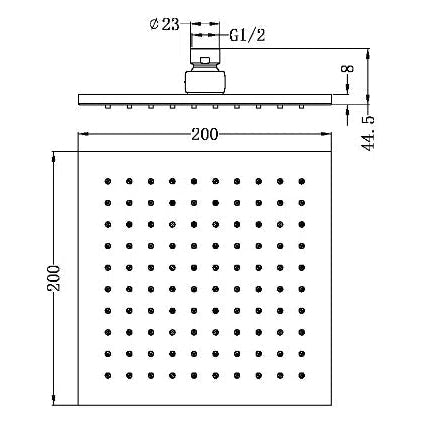 Nero Square Shower Head Matte Black 200mm