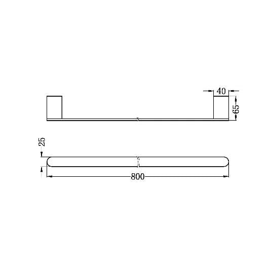 Nero Bianca Single Towel Rail 800mm Brushed Gold