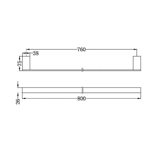 Nero Celia 800mm Single Towel Rail Brushed Nickel