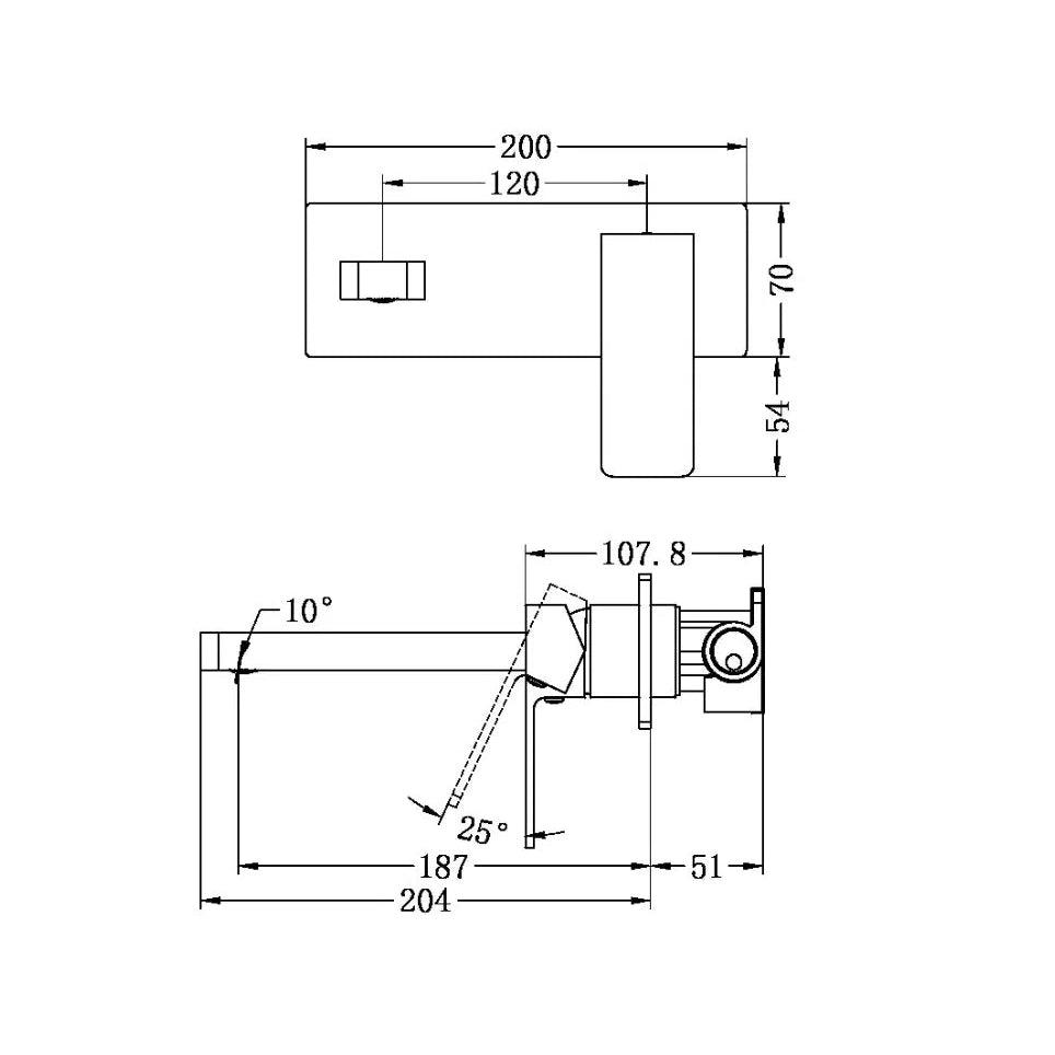 Nero Celia Wall Basin Mixer Brushed Nickel