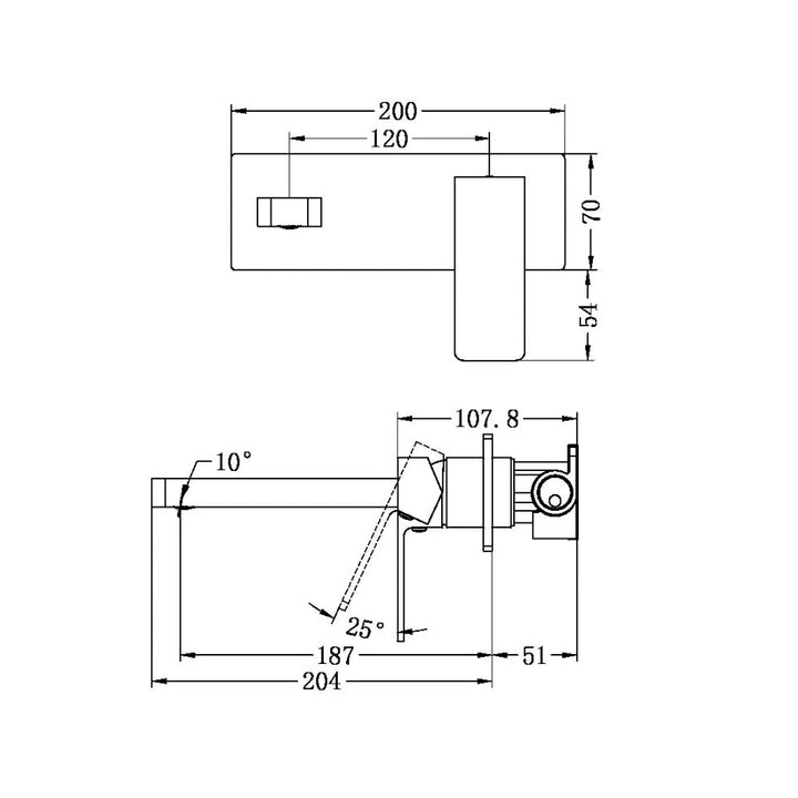 Nero Celia Wall Basin Mixer Brushed Nickel