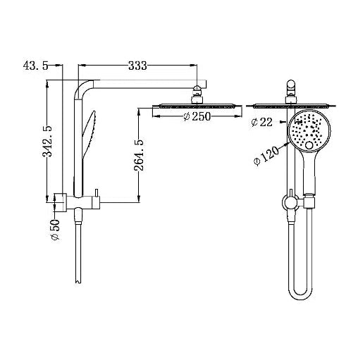 Nero Dolce 2 in 1 Shower Brushed Nickel