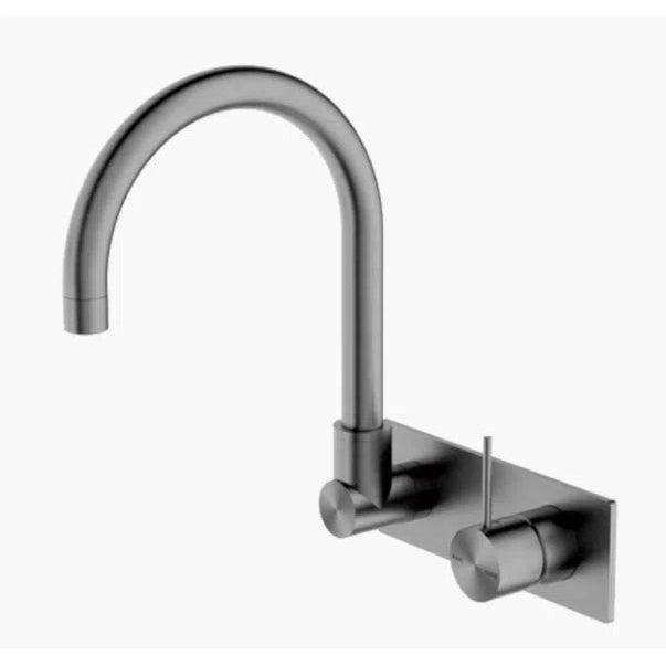 Nero Mecca Wall Basin Mixer Swivel Spout Gun Metal