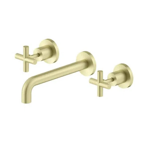 Nero X Plus Wall Basin Set Spout Brushed Gold 180mm