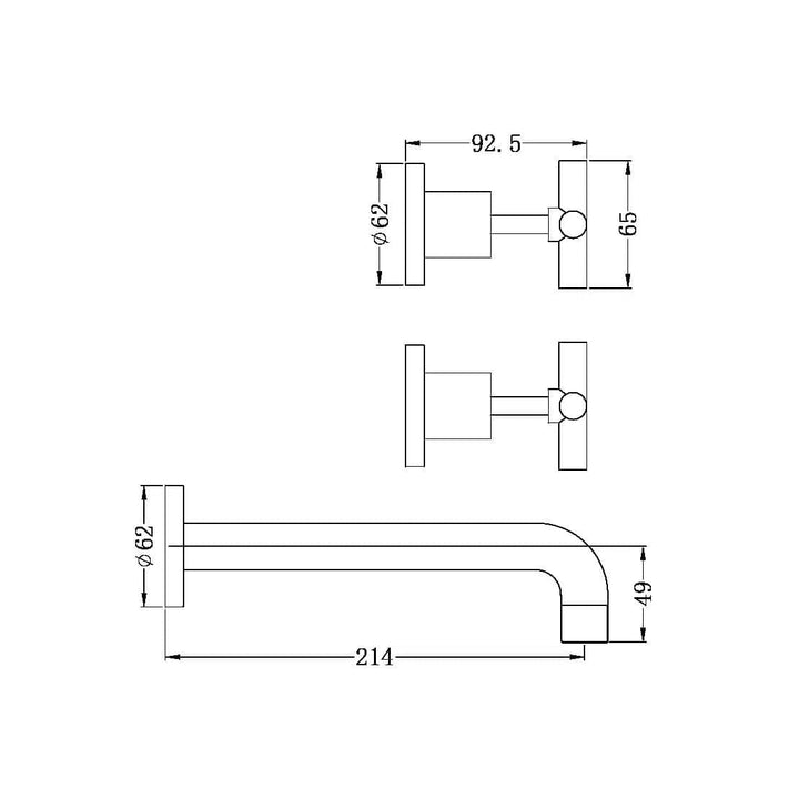 Nero X Plus Wall Basin Set Spout Brushed Gold 215mm