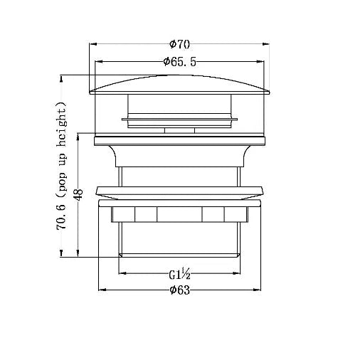 Nero 40mm Bath Pop-Up Plug With Removable Waste No Overflow Gun Metal