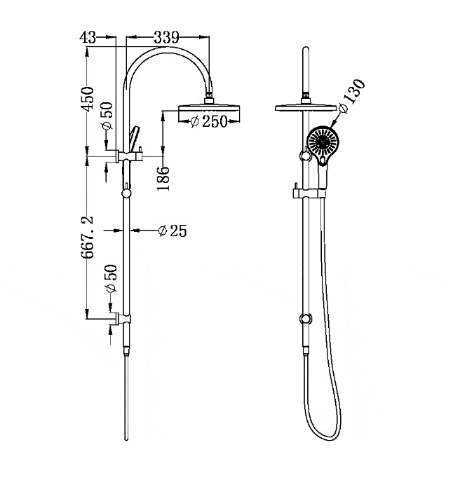 Twin Showers Nero Nero Mecca Twin Shower Gun Metal