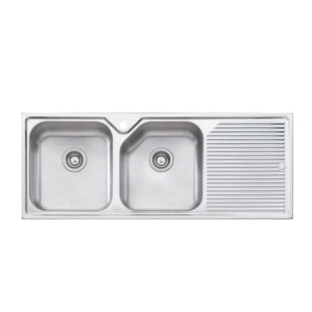 Oliveri Nu-Petite Double Bowl Topmount Kitchen Sink With Drainer