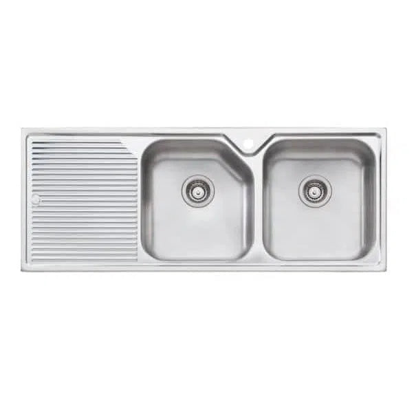 Oliveri Nu-Petite Double Bowl Topmount Kitchen Sink With Drainer