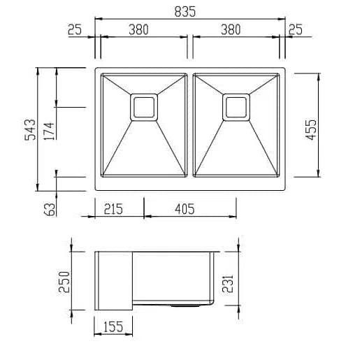 Oliveri Professional Butler Series Double Bowl Sink With Apron