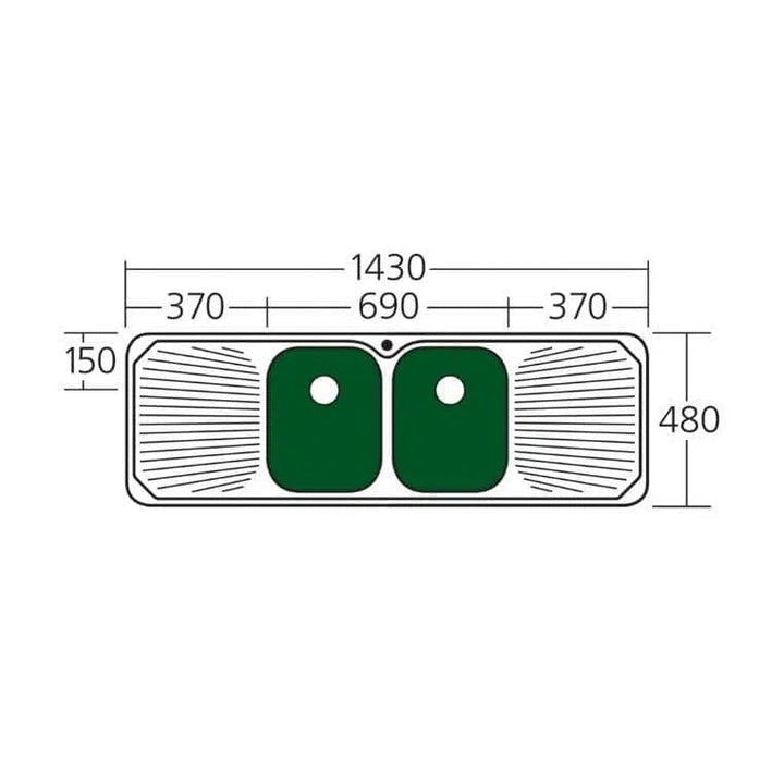 Petite Double Bowl Sink With Double Drainer PE353