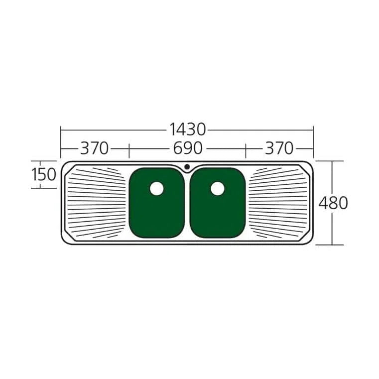 Petite Double Bowl Sink With Double Drainer PE353