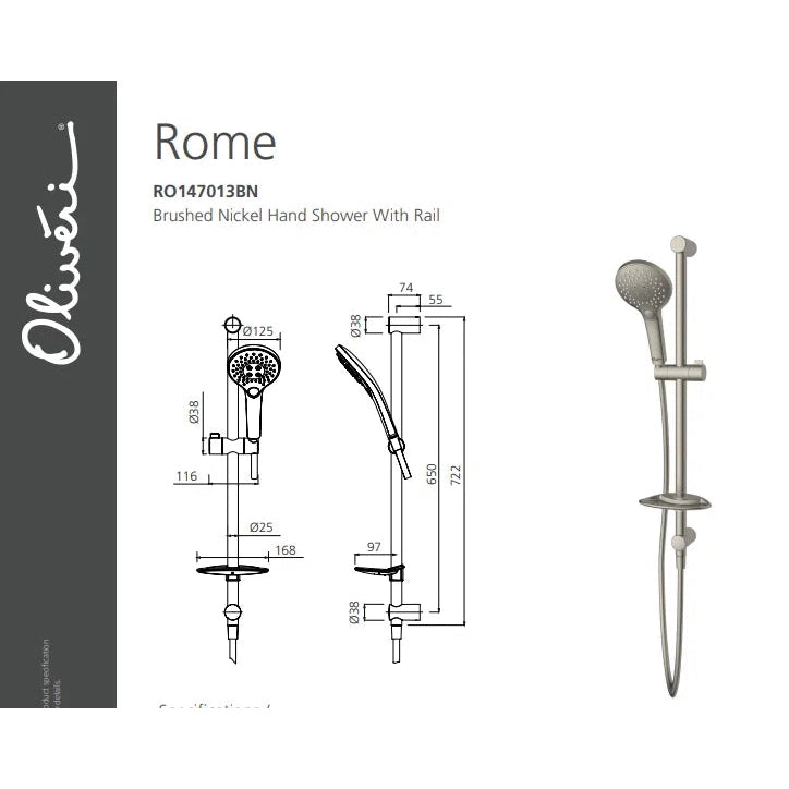 Oliveri Rome Hand Shower with Rail