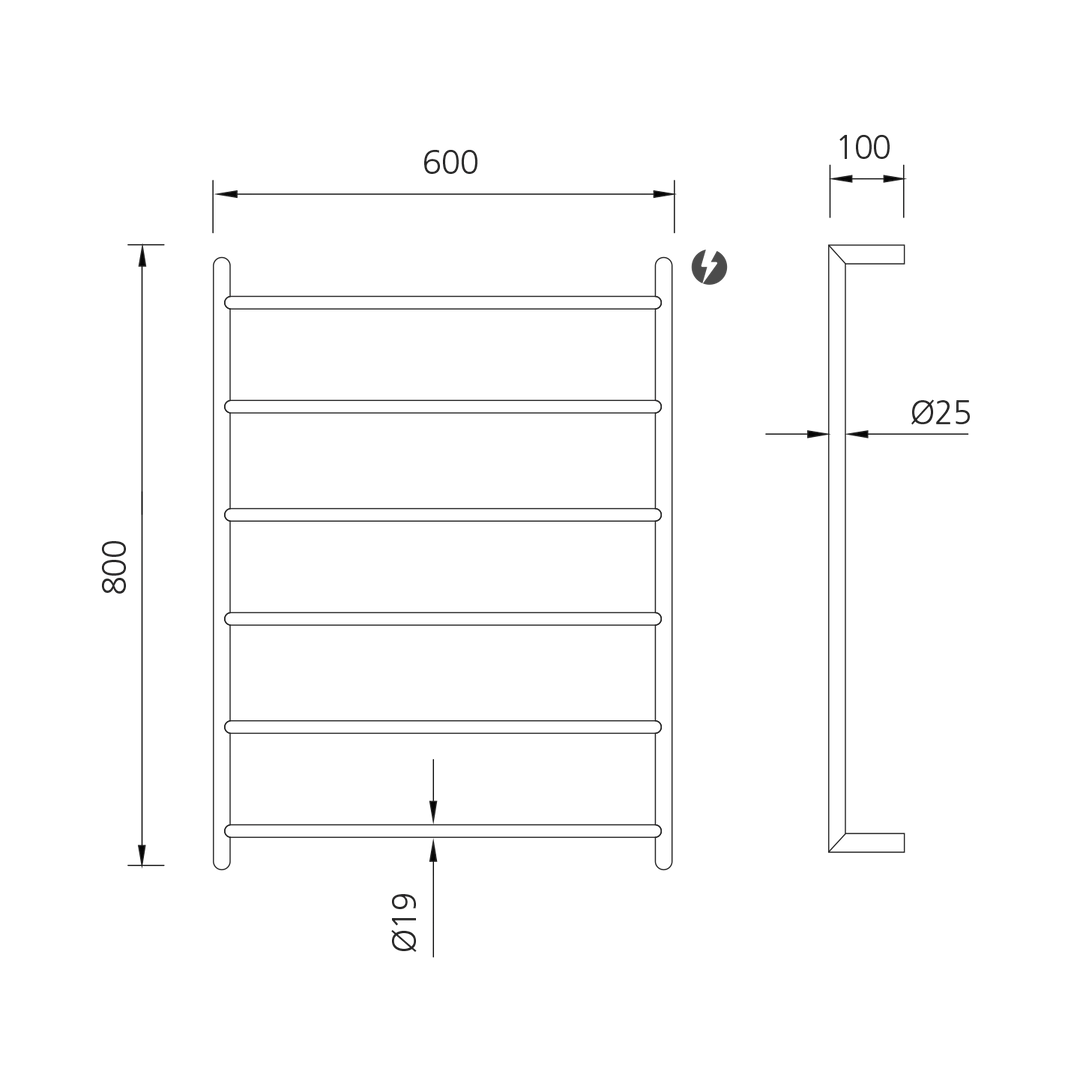 Oliveri Venice Stainless Steel Heated Towel Ladder