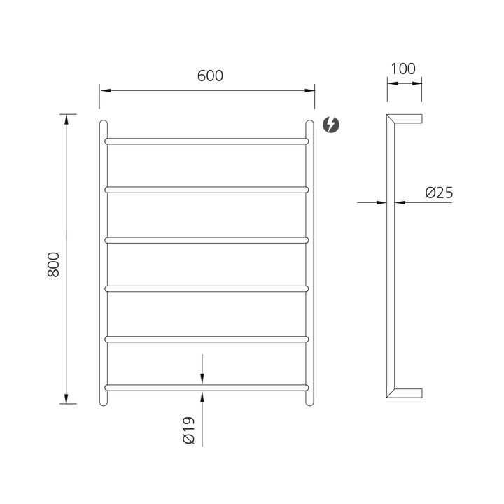 Oliveri Venice Stainless Steel Heated Towel Ladder