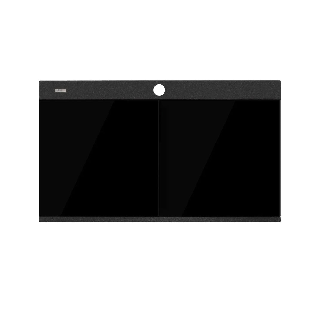 Oliveri Santorini Black Double Bowl Topmount Sink With Glass Top