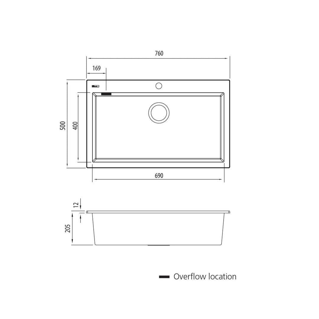 Oliveri Santorini Black Mega Bowl Sink
