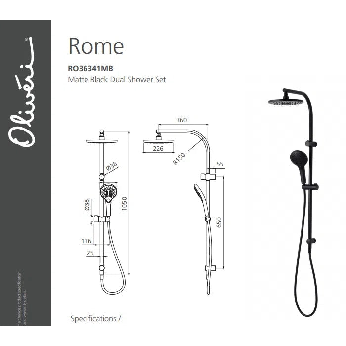 Oliveri Rome Dual Shower Set