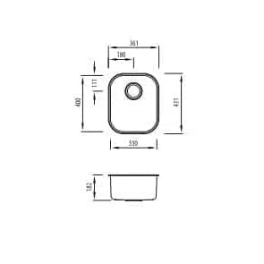 Oliveri Diaz Single Bowl Undermount Sink