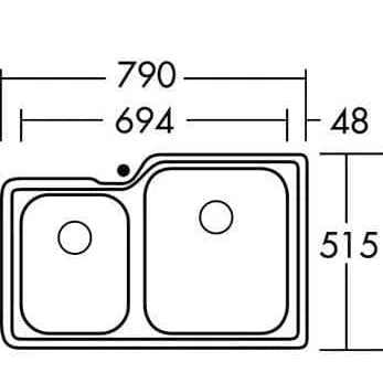 Oliveri Nu-Petite 1 & 3/4 Right Hand Main Bowl Undermount Sink