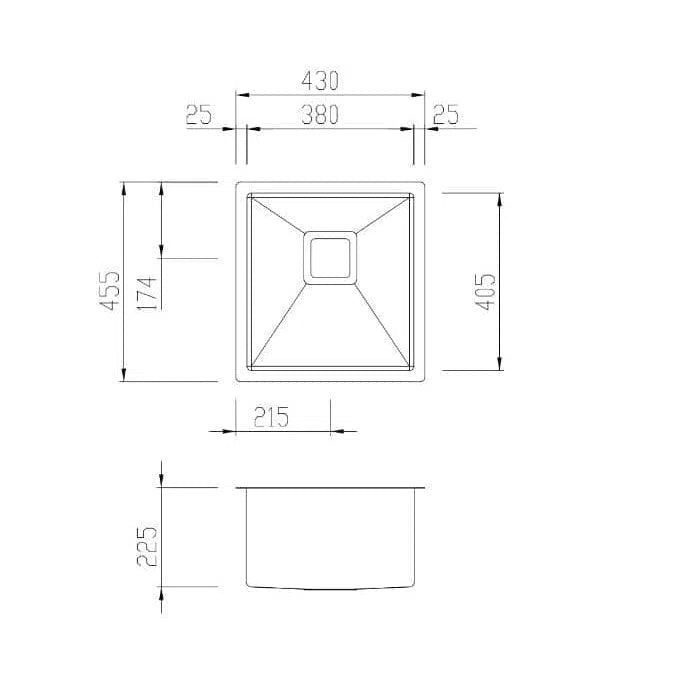 Oliveri Professional Single Standard Bowl Undermount Sink