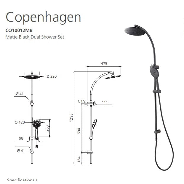 Oliveri Copenhagen Dual Shower Set