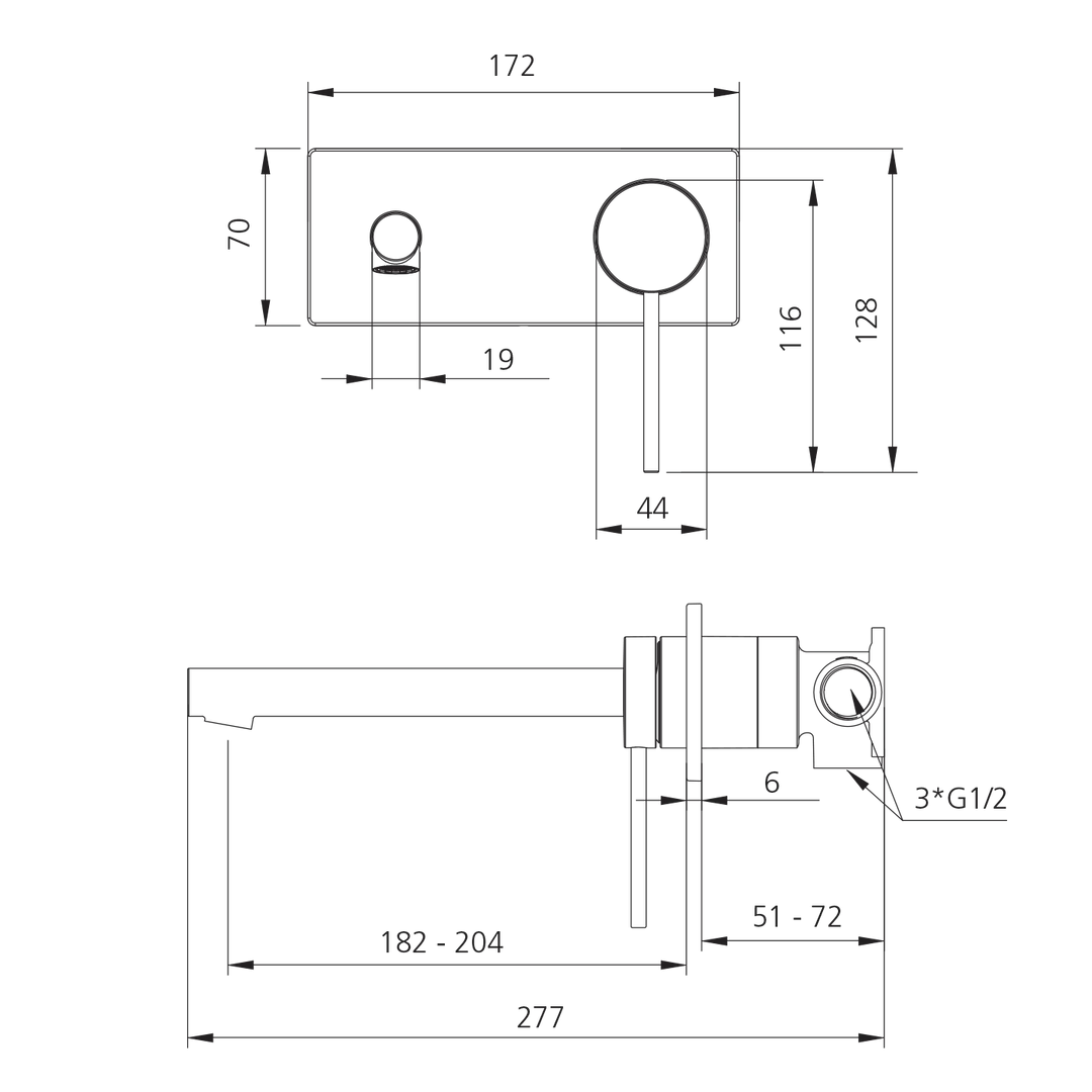 Oliveri Venice Straight Lead Free Wall Mixer Set