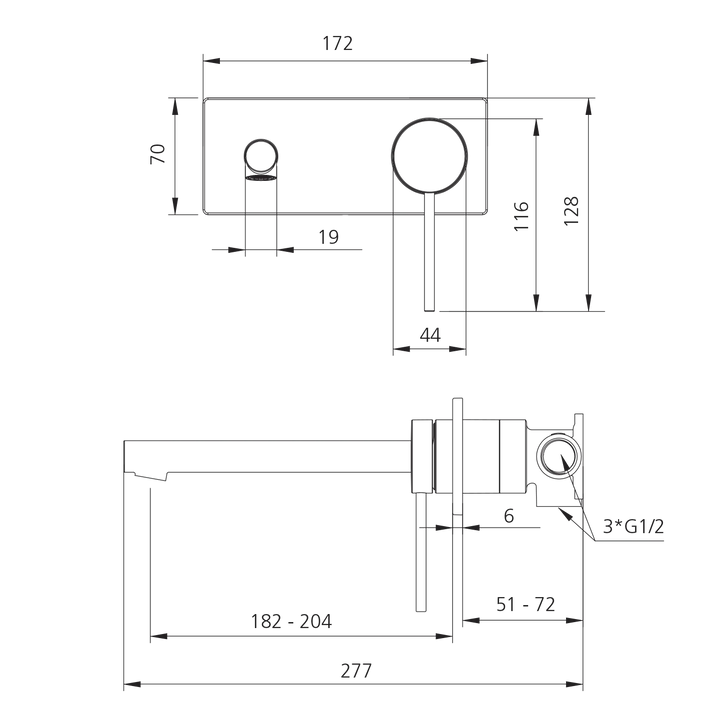 Oliveri Venice Straight Lead Free Wall Mixer Set