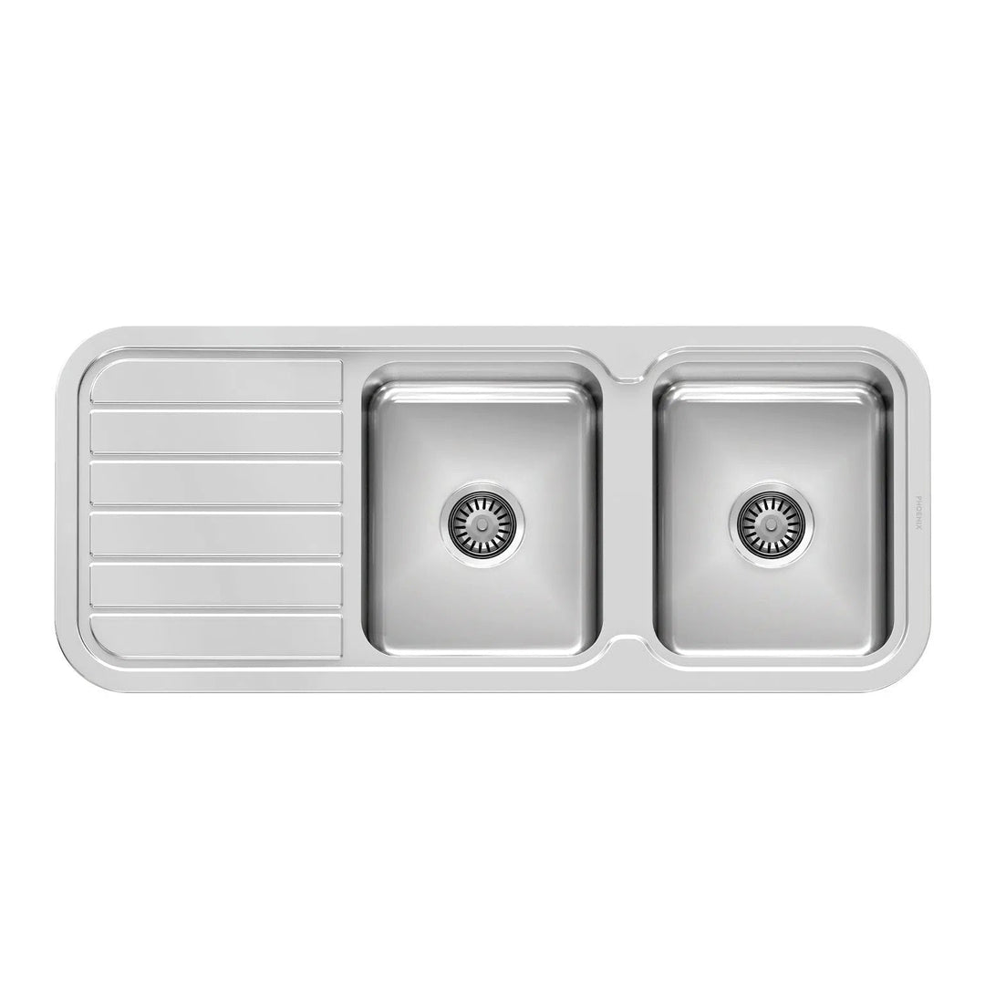 Phoenix 1000 Series Double Bowl Sink with Drainer