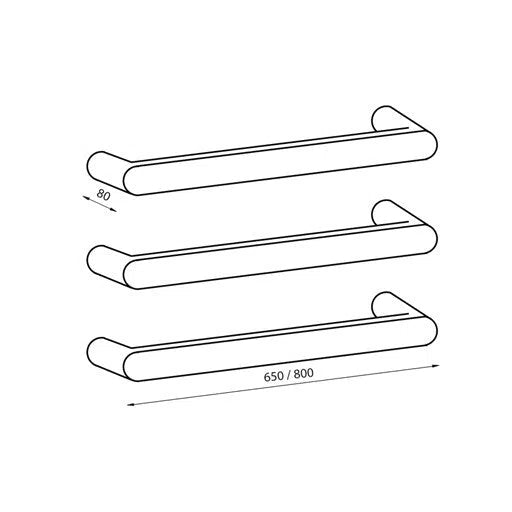 Radiant 12v Heated Flat Faced Bar Single Towel Rail