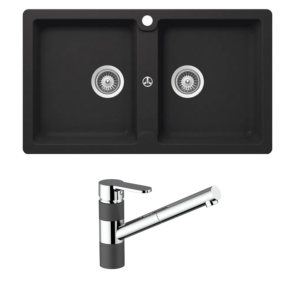 Schock Typos Double Bowl + 400710B Pull Out Kitchen Mixer