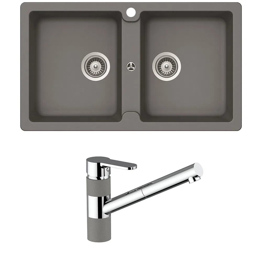 Schock Typos Double Bowl + 400710CR Pull Out Kitchen Mixer