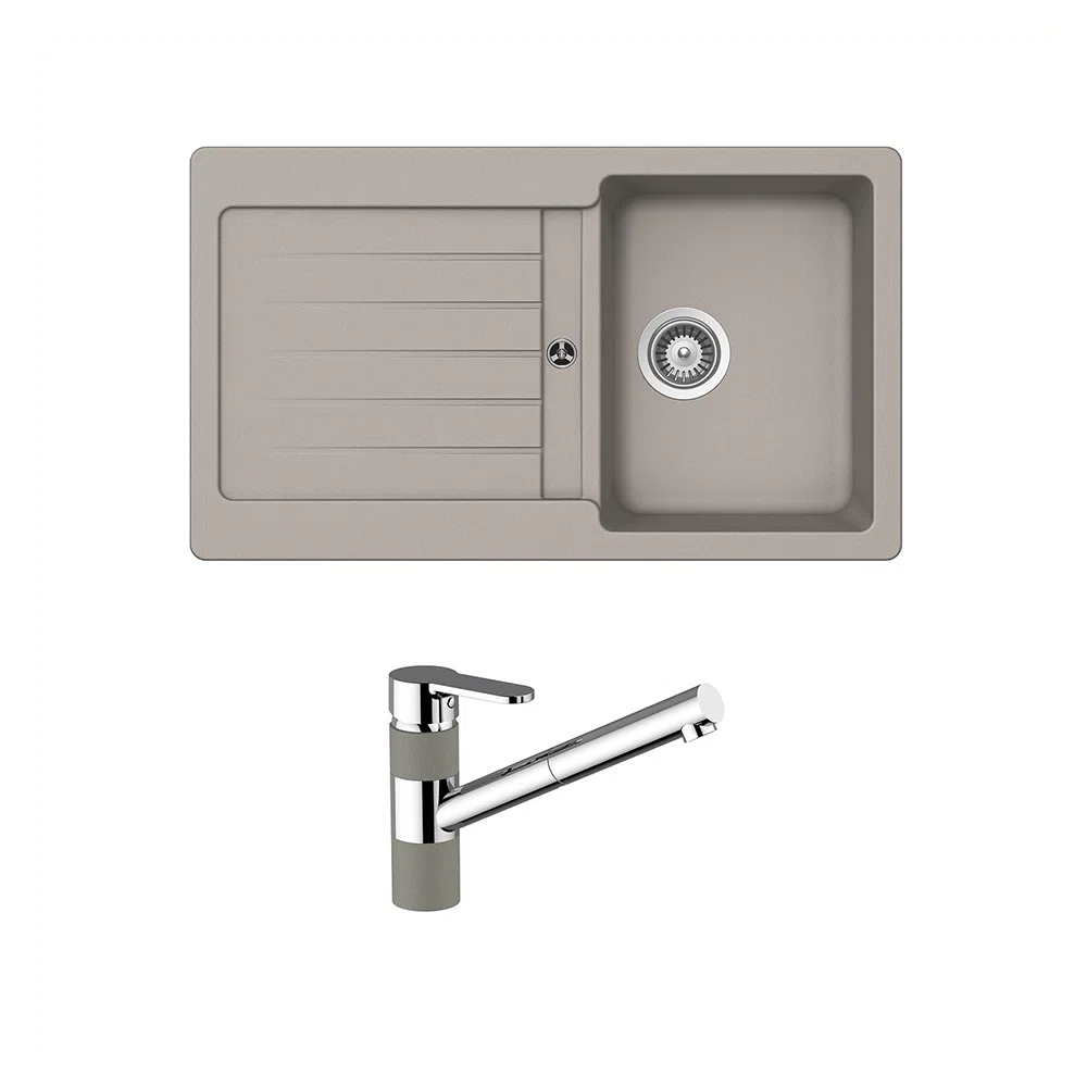 Schock Typos Single Bowl with Drainer + 400710B Pull Out Kitchen Mixer