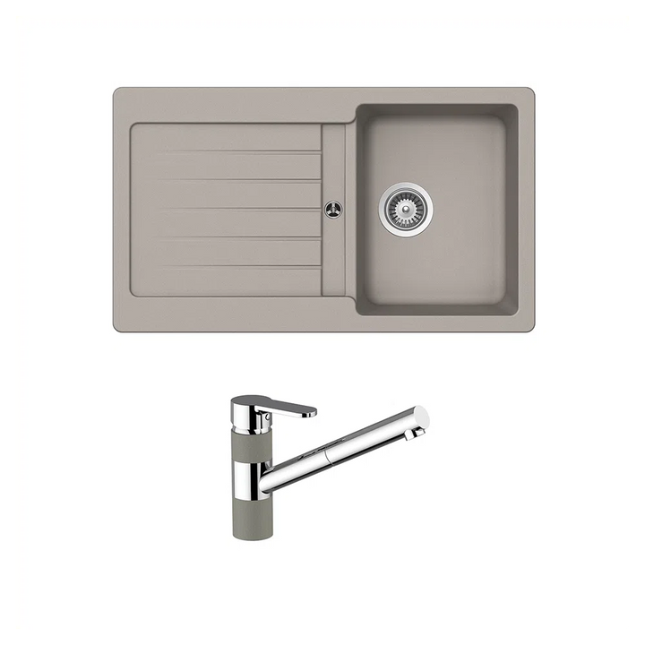Schock Typos Single Bowl with Drainer + 400710B Pull Out Kitchen Mixer