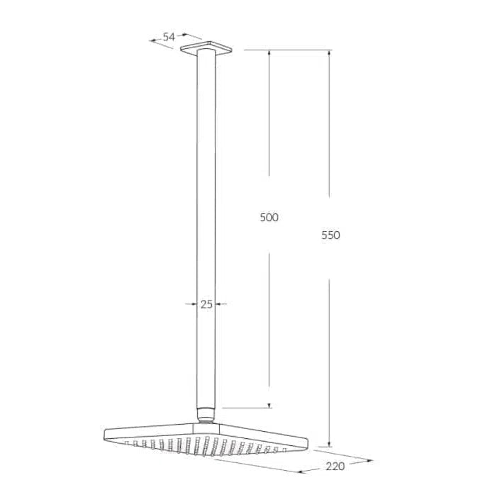 Sussex Suba Vertical Shower Dropper 300mm With 220mm Head