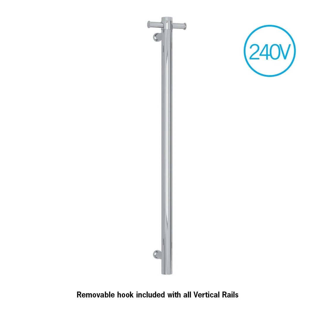 Heated Towel Rails Thermogroup Thermorail 240V Vertical Heated Towel Rail Round Polished Stainless Steel