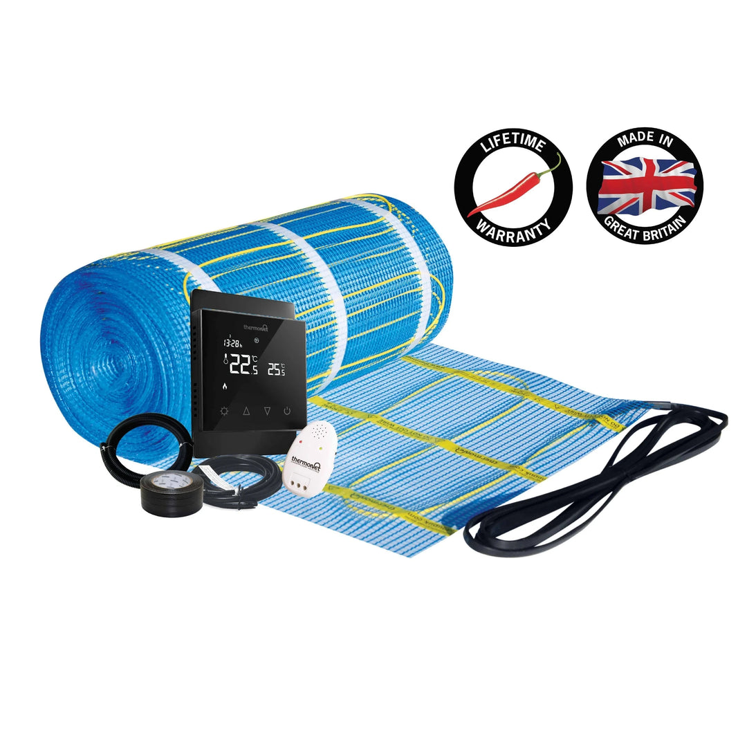 Thermonet 200W/m² In Screed Heating Kit + Black Thermostat