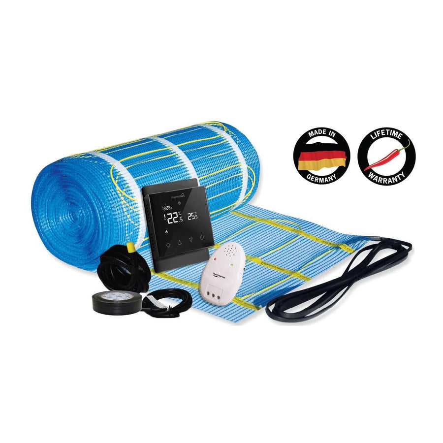 Thermogroup Thermonet 150W/m² Undertile Heating Kit with Black Thermostat 1m²