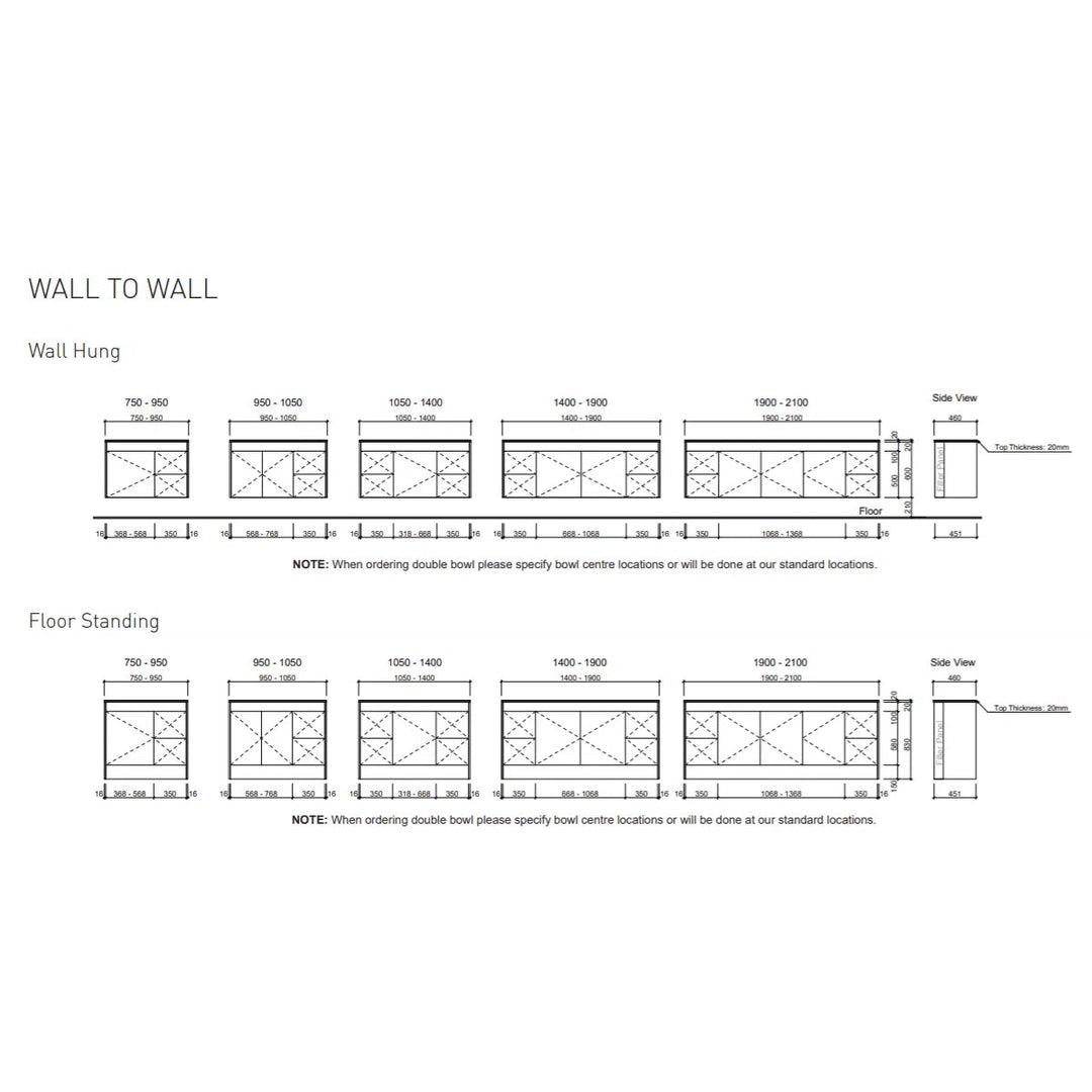 Timberline Wall To Wall Single Bowl Vanity With Solid Surface Top And Undermount Basin