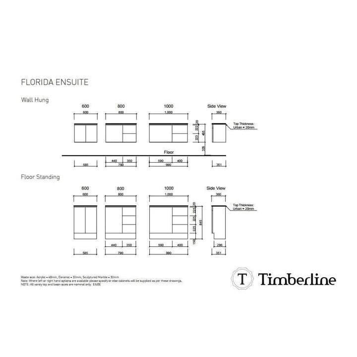 Wall Hung Vanity Timberline Timberline Florida Ensuite Vanity (Wall Hung)